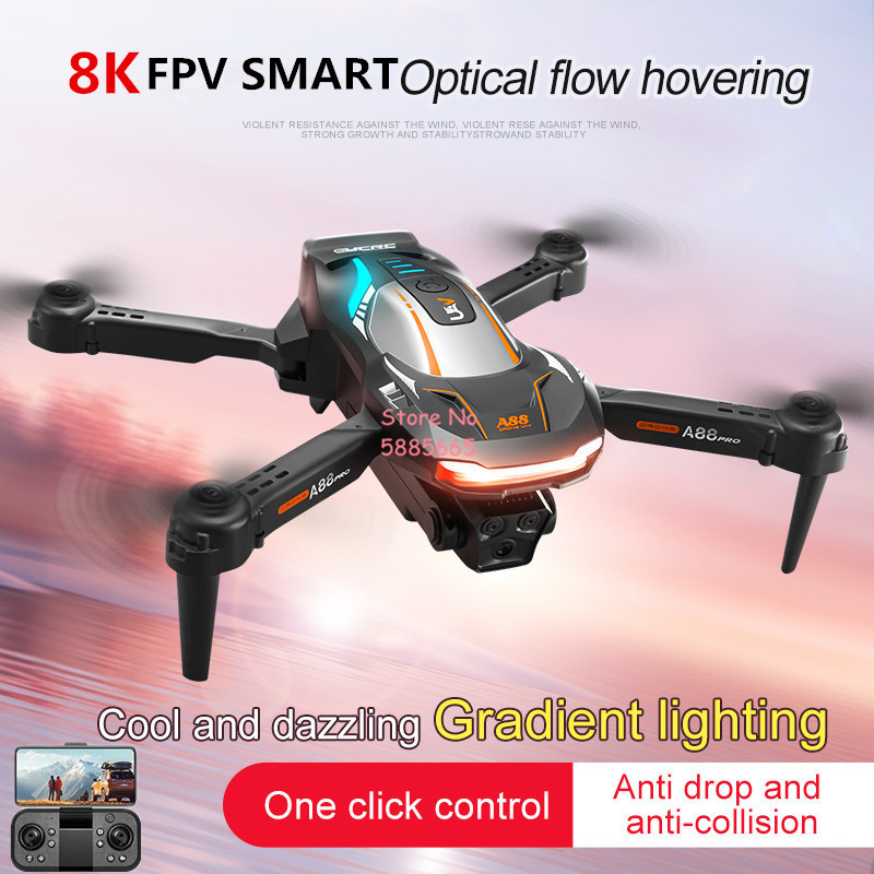 Nano Quad Fpv - 8K航空写真撮影 オプティカルフローポジショニング FPV RCドローン 4CH カラフル照明