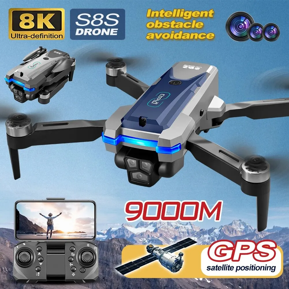 Nano Quad Fpv - 折りたたみ式リモートコントロールドローンRCS8S GPS,5g wifi,8k hdデュアルESCカメラ,オプティカルフロー,360 ° 障害物回避,ブラシレスモーター,9000m