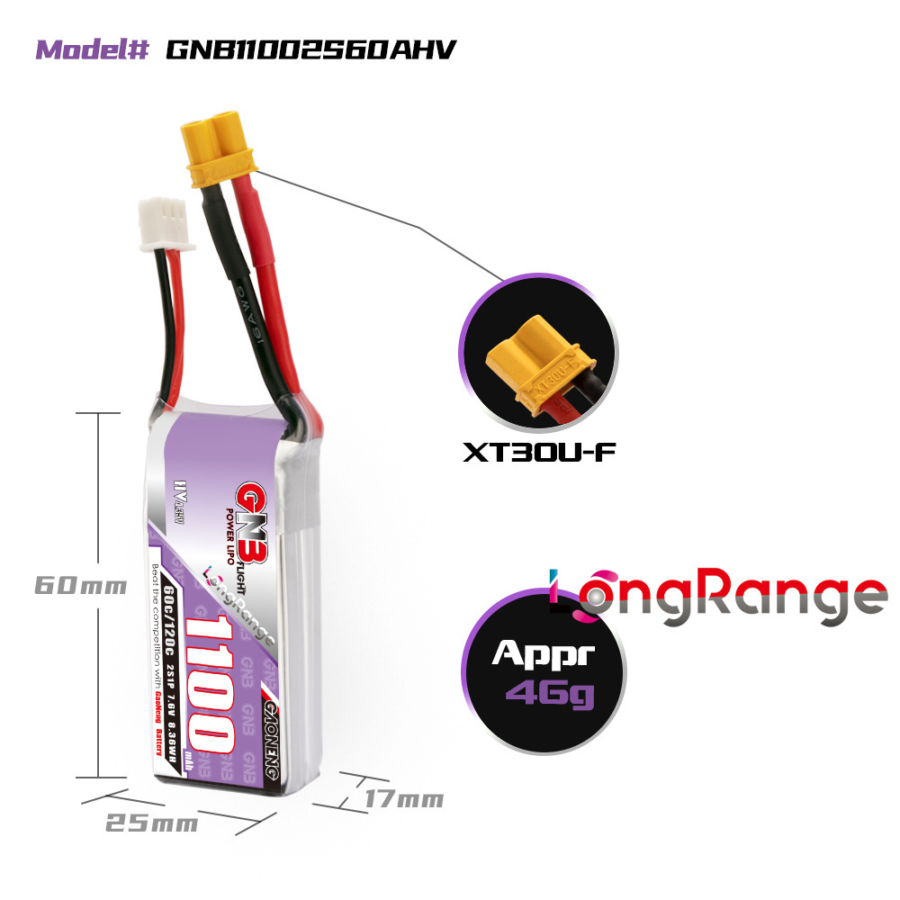 GNB 1100mAh 2S 3S 4S 6S 60C/12 - Nano Quad Fpv のレビューと価格
