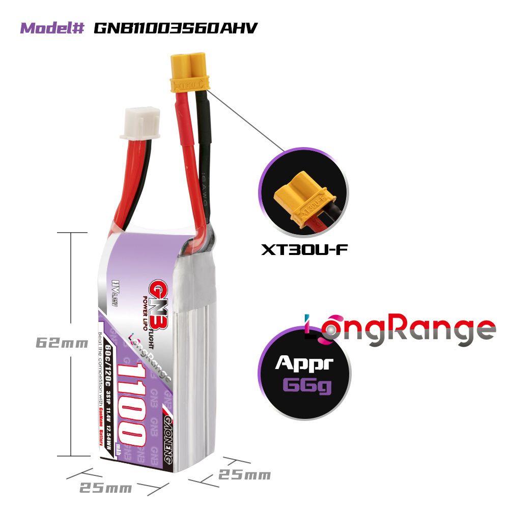 GNB 1100mAh 2S 3S 4S 6S 60C/12 - Nano Quad Fpv のレビューと価格