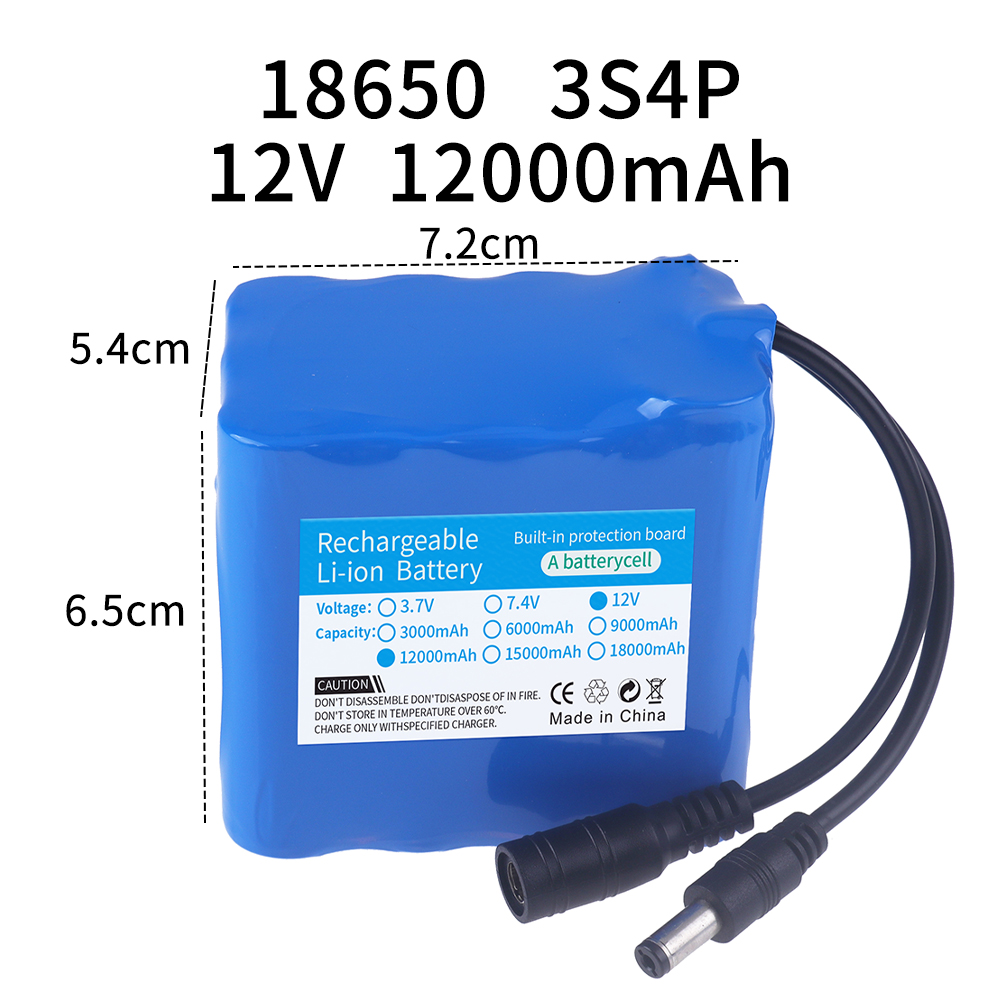 12V 12000mah バッテリー 3S4P 実容量充電式 - Lipo Battery Charger のレビューと価格